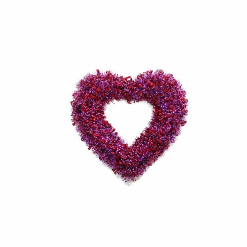 Holiday Home Curly Heart Wreath - Red / Pink Perspective: front