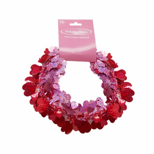 Holiday Home Wire Heart Garland - Red / Pink Perspective: front