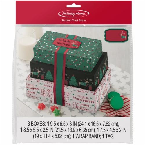 Holiday Home® Stacked Holiday Treat Boxes - Multicolor Perspective: front