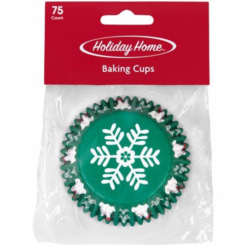 Holiday Home™ Snowflake Standard Baking Cups - Green/White Perspective: front