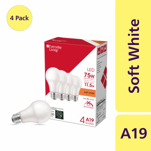 Everyday Living® 11.5-Watt (75-Watt) A19 LED Light Bulbs Perspective: front