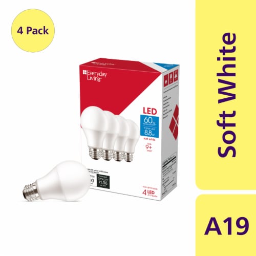 Everyday Living® 8.8-Watt (60-Watt) A19 LED Non-Dimmable Light Bulb - Soft White (2700K) Perspective: front