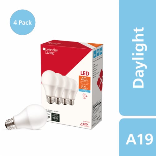 Everyday Living® 5.6-Watt (40-Watt) A19 LED Light Bulbs Perspective: front