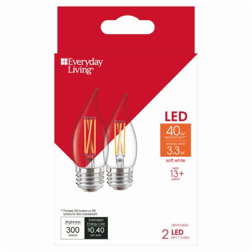 Everyday Living® 3.3-Watt (40-Watt) BA11 LED Light Bulbs Perspective: front