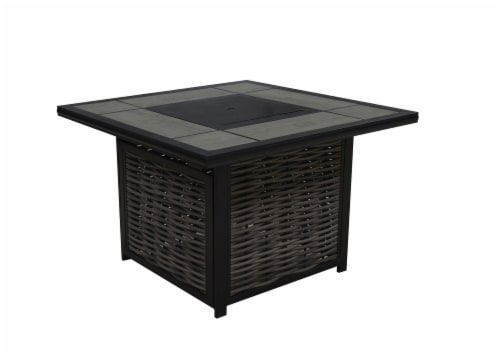HD Designs Outdoors Cassara Tile Top Square Gas Firepit Table Perspective: front