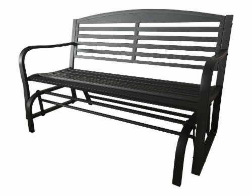 HD Designs Outdoors Steel Park Bench Glider - Black Perspective: front