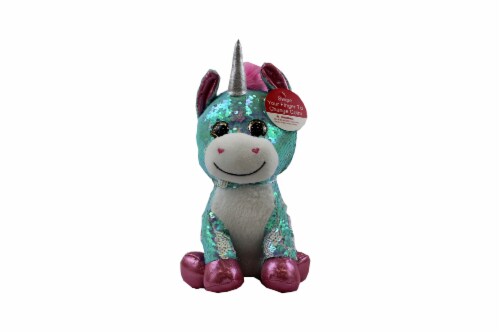 Holiday Home Sequin Unicorn Plush - Green Perspective: front