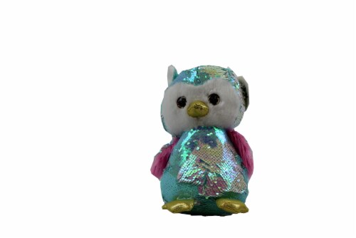 Holiday Home Sequin Owl Plush - Green Perspective: front