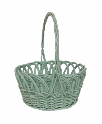 Holiday Home Round Looped Willow Easter Basket - Green Perspective: front
