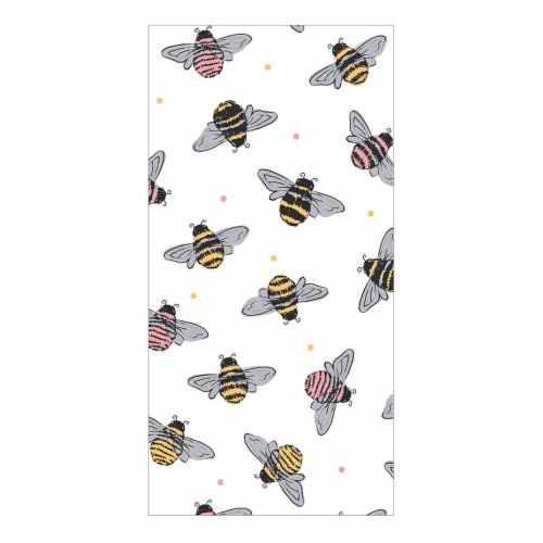 Everyday Living Bees Print Kitchen Towel - White/ Yellow Perspective: front