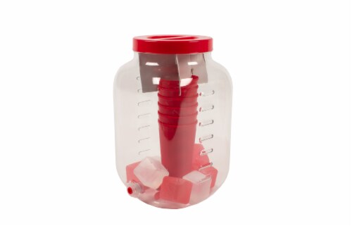 HD Designs Outdoors Acrylic Beverage Dispenser with Cups & Ice Cubes Perspective: front