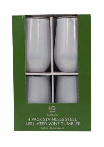HD Designs Outdoors Thermal Wine Tumblers - 4 Pack - Iridescent White Perspective: front