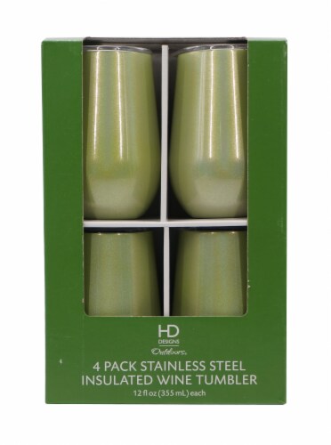 HD Designs Outdoors® Stainless Steel Insulated Wine Tumblers - Iridescent Dark Citron Perspective: front