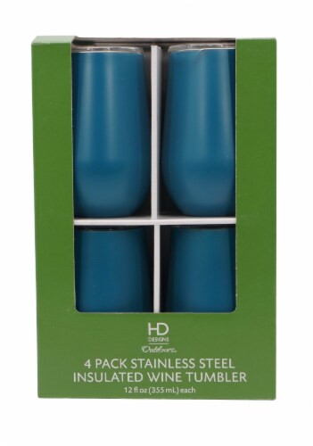 HD Designs Outdoors® Stainless Steel Insulated Wine Tumblers - 4 Pack - Matte Deep Lake Perspective: front