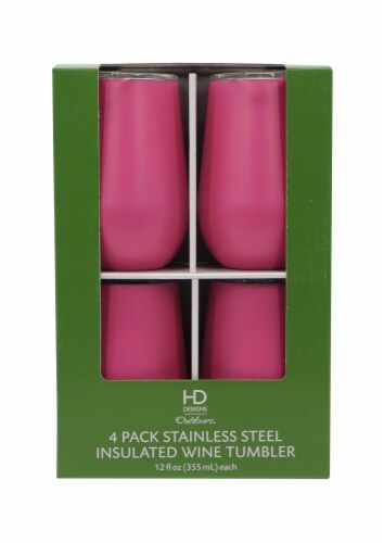 HD Designs Outdoors® Thermal Wine Tumblers - 4 Pack - Matte Pink Lemonade Perspective: front