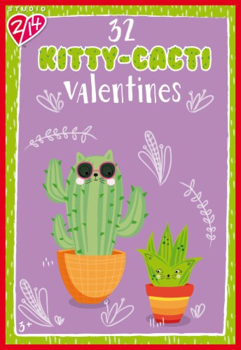 Holiday Home Kitty Cacti Valentines Cards Perspective: front