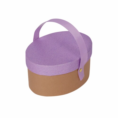 Holiday Home Glitter Egg Shaped Box - Purple/Brown Perspective: front