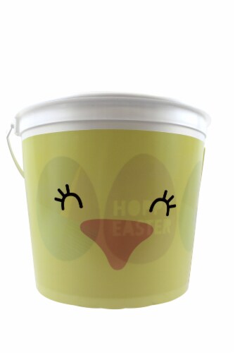 Holiday Home Chick Printed Easter Bucket - Yellow Perspective: front