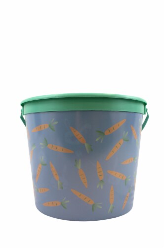 Holiday Home Carrots Printed Easter Bucket - Blue Perspective: front