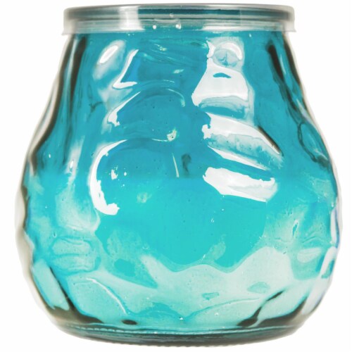 HD Designs Outdoors Lowboy Glass Citronella Candle - Blue Perspective: front