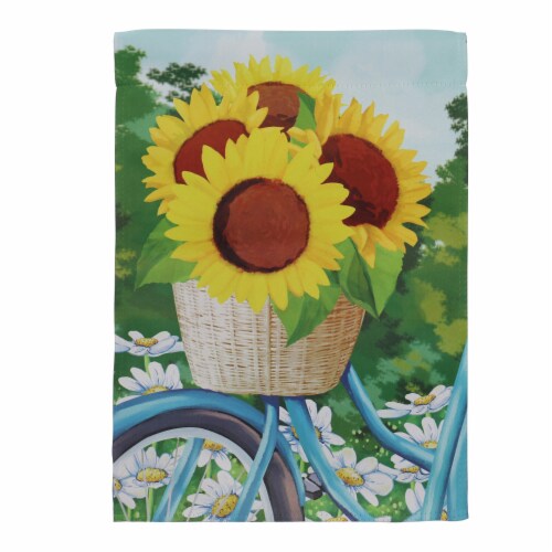 The Joy of Gardening Sunflower Bicycle Garden Flag Perspective: front