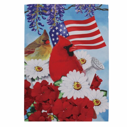 The Joy of Gardening Cardinal Garden Flag Perspective: front