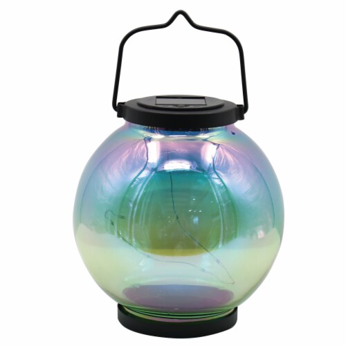 The Joy of Gardening LED Round Glass Lantern - Blue Perspective: front