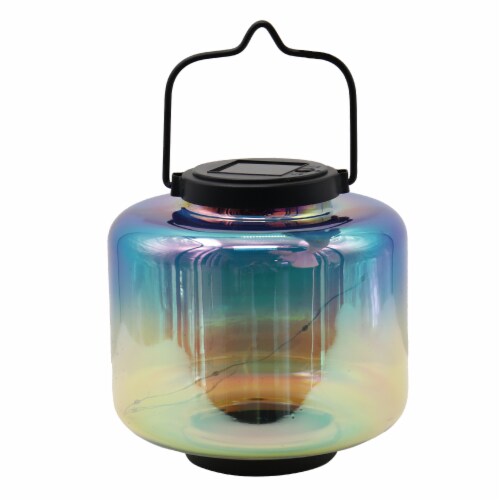 The Joy of Gardening LED Square Glass Lantern - Blue Perspective: front