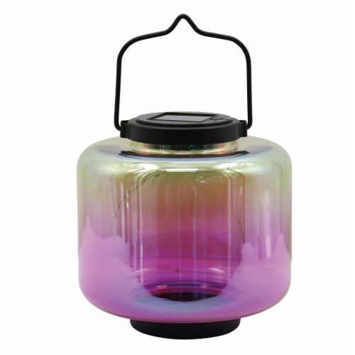 The Joy of Gardening LED Square Glass Lantern - Pink Perspective: front