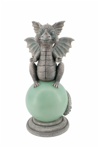The Joy of Gardening Dragon Sitting on Globe Garden Decoration Perspective: front