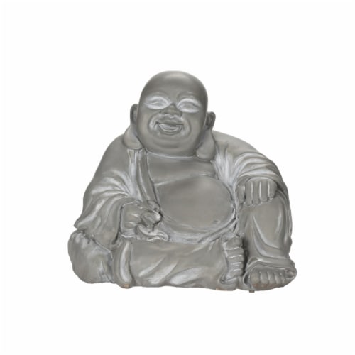 The Joy of Gardening Happy Buddha Statue - Gray Perspective: front