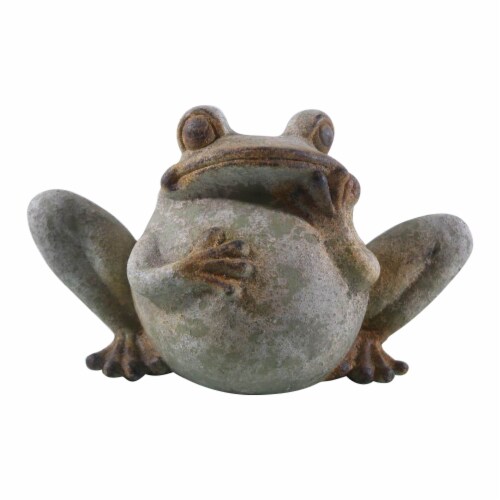 The Joy of Gardening Frog Terra Cotta Statue Perspective: front