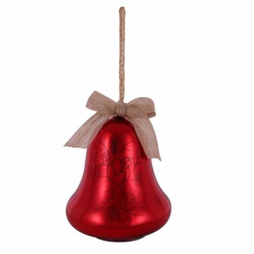 Holiday Home LED Glass Bell - Red Perspective: front