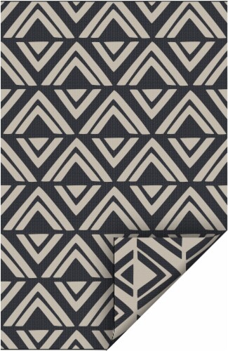 HD Designs Outdoors Geometric Diamond Shipper Area Rug - Black/Beige Perspective: front