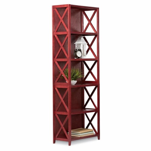 HD Designs 6-Tier X-Sided Bookcase - Red Perspective: front