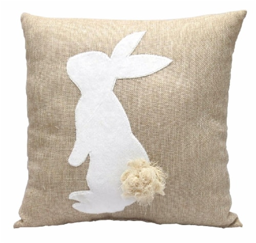 Holiday Home® Easter Bunny Burlap Pillow - Tan / White Perspective: front