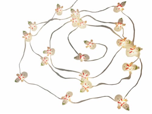 Holiday Home 20 LED Snowman String Lights - White Perspective: front