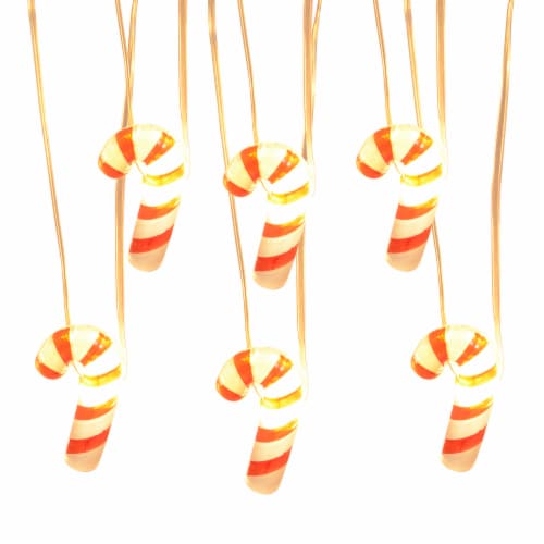 Holiday Home 20 LED Candy Cane Lights - Red/White Perspective: front