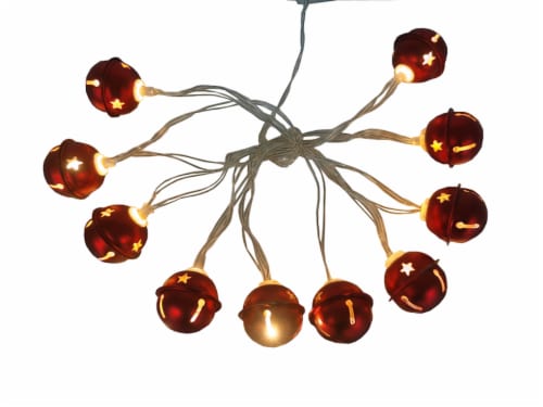 Holiday Home 10 LED Bell String Lights - Matte Red Perspective: front