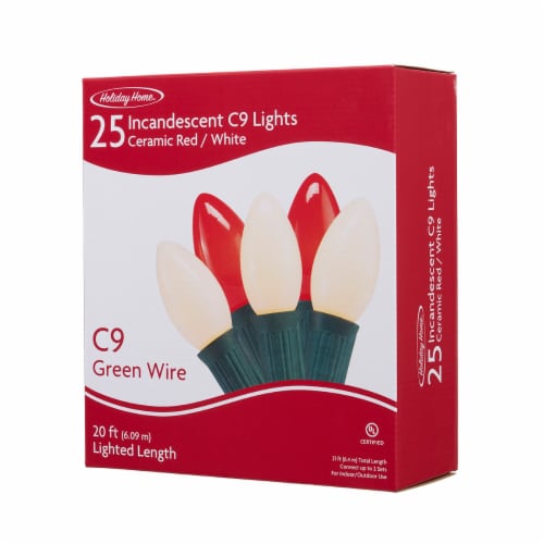Holiday Home 25 Incandescent C9 String Lights Red White 21 ft