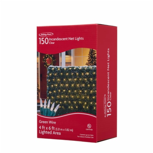 Holiday Home Indoor Outdoor 150 Incandescent Net Christmas Lights - Clear Perspective: front