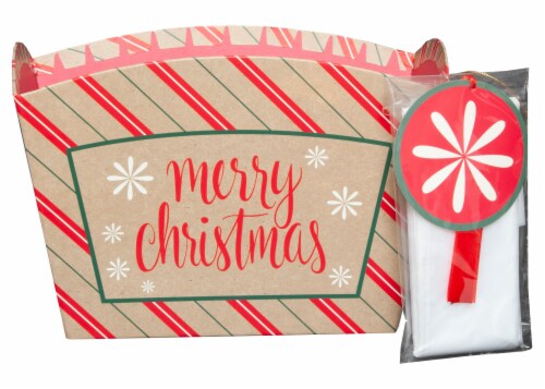 Holiday Home Merry Christmas Striped Gift Basket Perspective: front