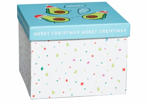Holiday Home Medium Square Holiday Avocados Gift Box Perspective: front
