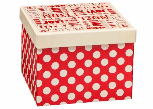 Holiday Home Large Square Polka Dot Gift Box - Red/White Perspective: front
