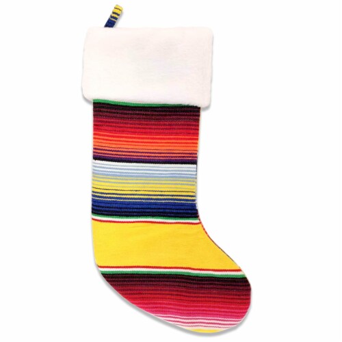 Holiday Home Serapa Print Christmas Stocking - Yellow/Green Perspective: front