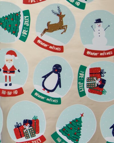 Holiday Home Snowglobes Gift Wrap Perspective: front