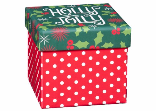 Holiday Home Dots Cube Gift Box Perspective: front
