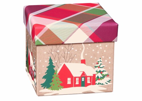 Holiday Home House Cube Gift Box Perspective: front