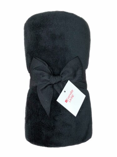 Everyday Living® Microplush Throw Blanket - Jet Black Perspective: front