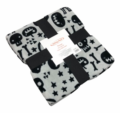 Holiday Home™ Halloween Throw Microplush Blanket - Black/White Perspective: front